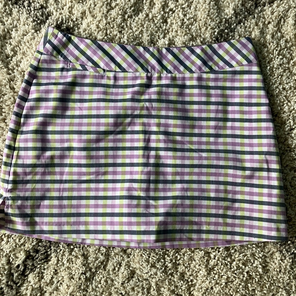 NWOT Adidas Blue/Tan Plaid Tennis Skirt with Shorts Under - Size 10